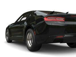 Shiny black modern muscle car - taillight closeup shot - 3D Illustration photo