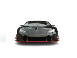 Amazing sleek black race car with red details - front view photo