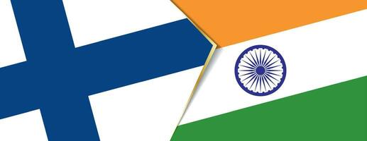 Finland and India flags, two vector flags.