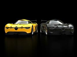 Cool black and yellow super sports cars - blurry reflections photo