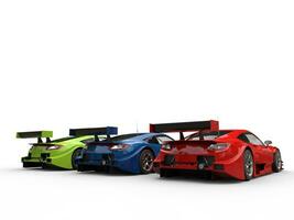 R G B modern super sports concept cars - tail wing view photo