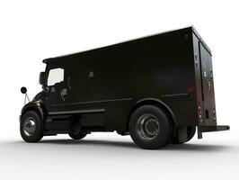 Black armored box truck - low side view photo