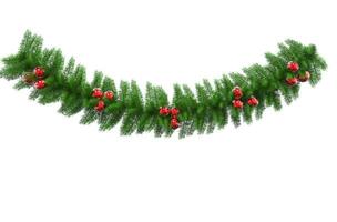 Green Christmas Decoration With Red Baulbs photo