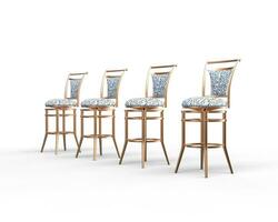 Four coffee shop chairs on white background. photo