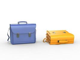 Bright blue and yellow briefcases photo