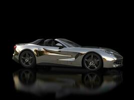 Modern chrome fast sports super car - on reflective black background photo