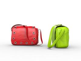 Green and red handbags photo