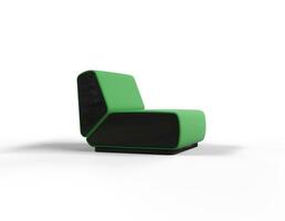 Modern Green Chair isolated on white background - side view. photo