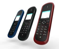 Wireless phones in three dark colors photo