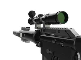 Modern black sniper rifle - first person view - right side photo