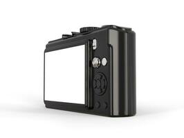 Black modern compact digital photo camera - lcd viefinder.