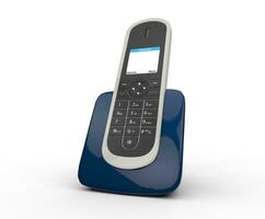 White Cordless Phone with blue base photo