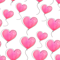 roze waterverf ballonnen in hart het formulier achtergrond. schattig hand- getrokken naadloos patroon voor verpakking papier, stoffen, omhulsel geschenken. concept - romantisch relatie, liefde, Valentijnsdag dag, kunst png