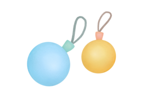 clipart Watercolor christmas blue and yellow ball isolated on transparent background. cutout of new year decorations on Christmas tree. Element for greeting cards, invitations, scrapbooking png