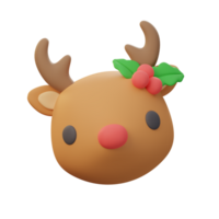 3D reindeer face Christmas decoration element png