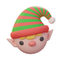 3D little elf face. Christmas decoration element png