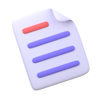 3D document icon. Office business element. png