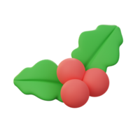 Holly fruit and 3D leaves. Christmas decoration elements. png