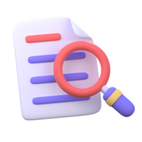 3D document inspection icon. Office business element. png