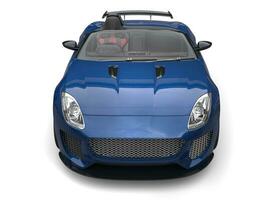 Dark blue modern sports car - top front view photo