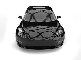 Fast electric family car - jet black - top down front view photo