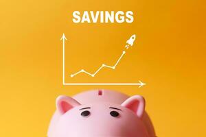 savings concept. piggy bank with chart photo