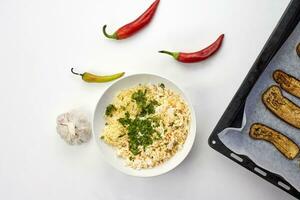 Cheese and sour-cream based salad photo