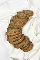 Sliced wheat bread. Top view photo
