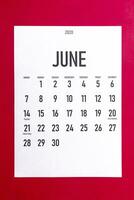 junio 2020 calendario con Días festivos foto