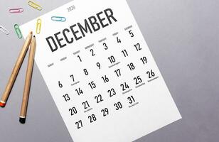 December 2020 simple calendar photo