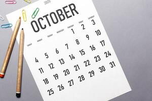 October 2020 simple calendar photo