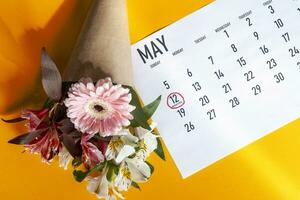 Mothers day marked on the May monthly calendar photo