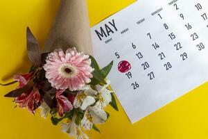 Mothers day marked on the May monthly calendar photo