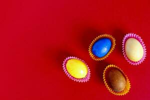 Decorated colorful easter eggs photo