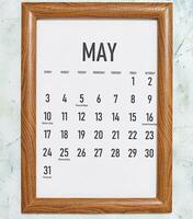 May 2020 monthly calendar photo