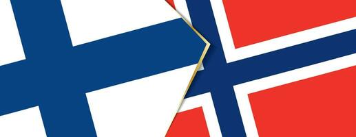 Finlandia y Noruega banderas, dos vector banderas