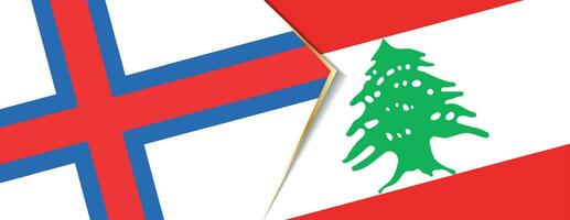 Feroe islas y Líbano banderas, dos vector banderas