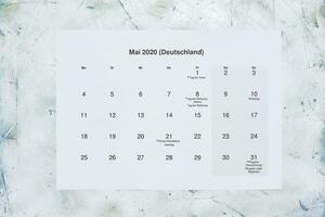 Mai Monatskalender 2020. Translation Monthly May 2020 calendar photo