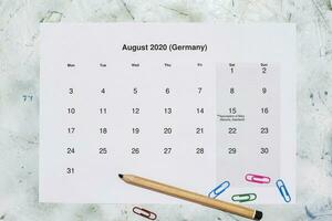 calendario monat agosto 2020. Traducción mensual agosto 2020 calendario foto