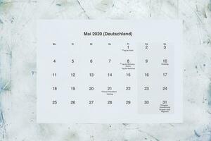 Traducción desde alemán idioma mensual mayo 2020 calendario foto