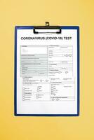 Coronavirus test form photo