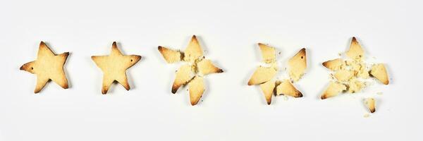 Two stars ranking. 2 baked star shape cookies photo