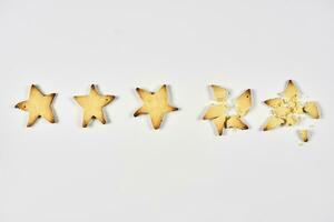 Three stars ranking. 3 baked star shape cookies photo