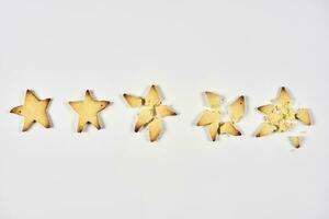 Two stars ranking. 2 baked star shape cookies photo