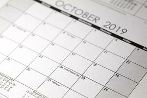 Víspera de Todos los Santos calendario con octubre 31 fecha foto