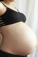 Pregnant woman. 9th Month of Pregnancy. Copy space photo