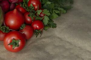 Organic food background. View from above with Copy space photo