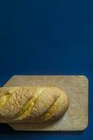 Food concept. Bread sliced. Top view. Free space for text photo