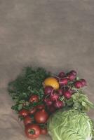 Organic food background. View from above with Copy space photo