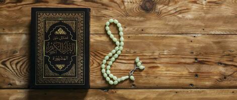 Muslims holy book Koran. Translation The Holy Quran photo